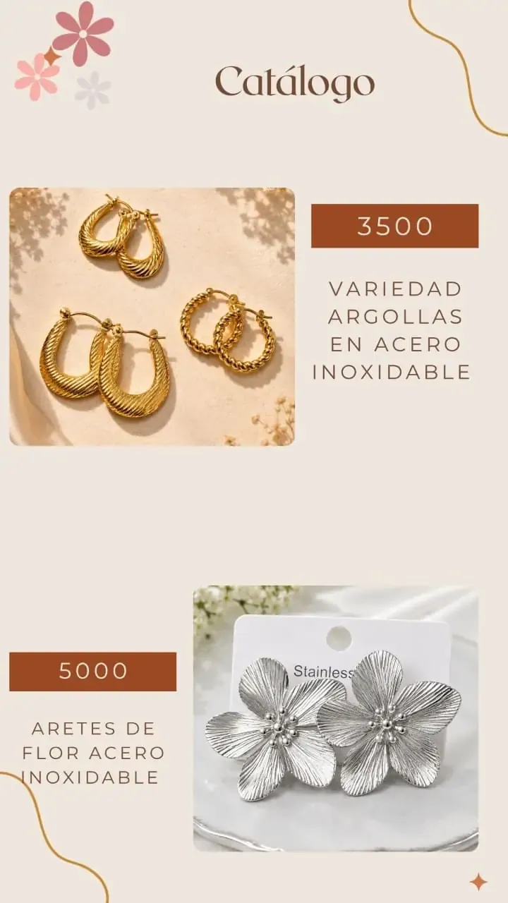 Aretes flor plateados