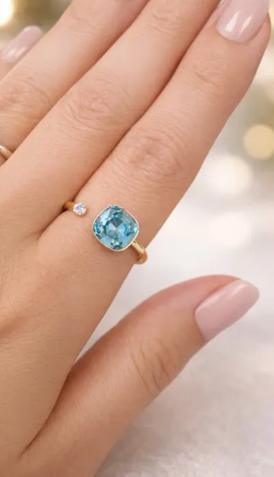 Anillo ajustable con cristal azul