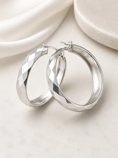 Argollas diamantadas de 2,5 cm en plata 925